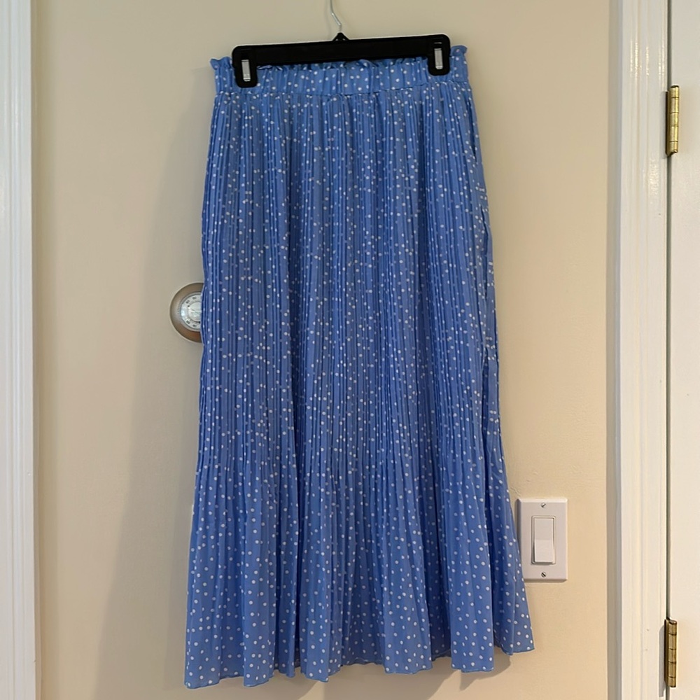 Blue and white midi skirt